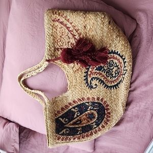 New Olivia Miller Jute tote with pom pom